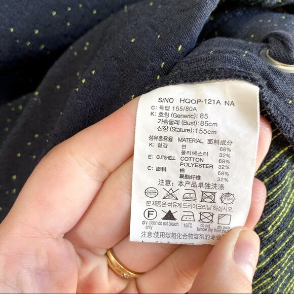 Basic House Navy Blue Earthy Fringe Trim Lace Up‎ Top - Picture 5 of 6